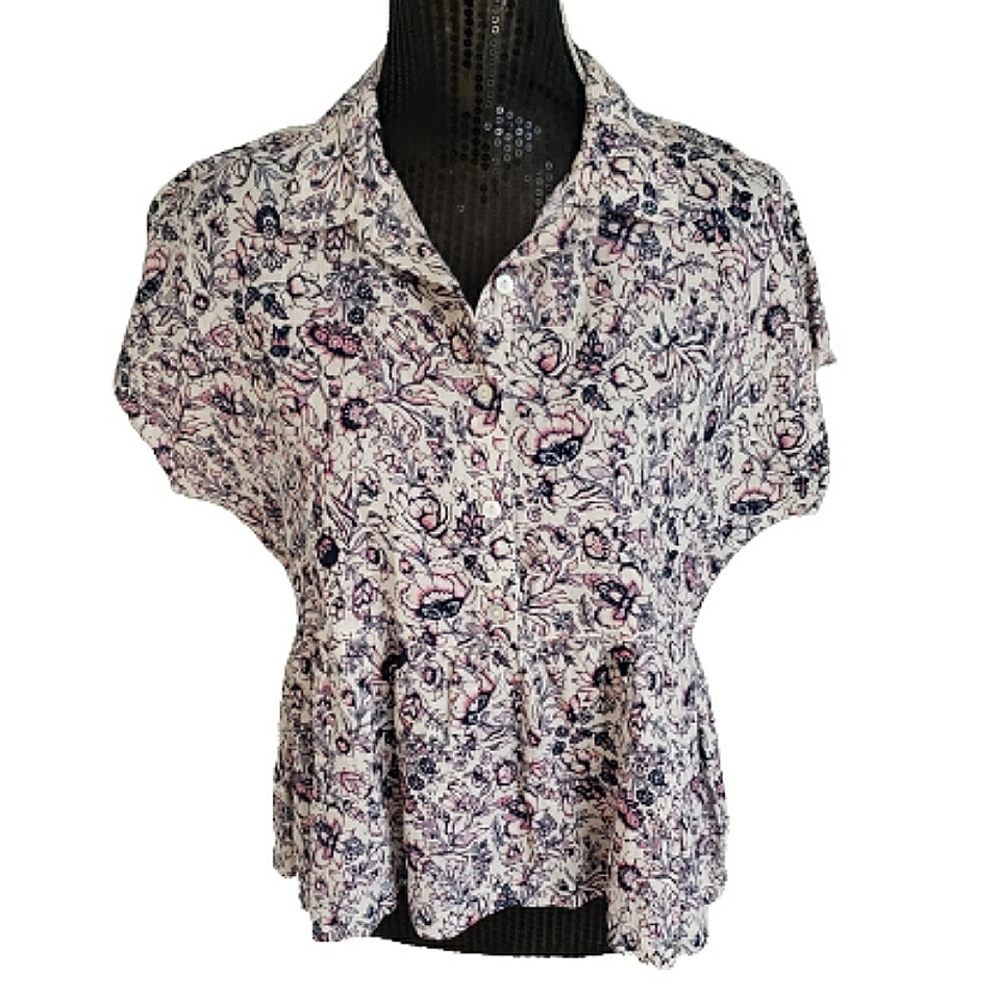 Rachel Zoe 100% linen peplum top